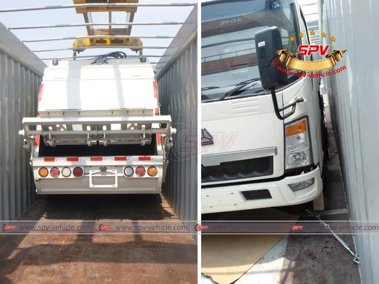 6 CBM Garbage Compactor Truck SINOTRUK - Loading into OT container